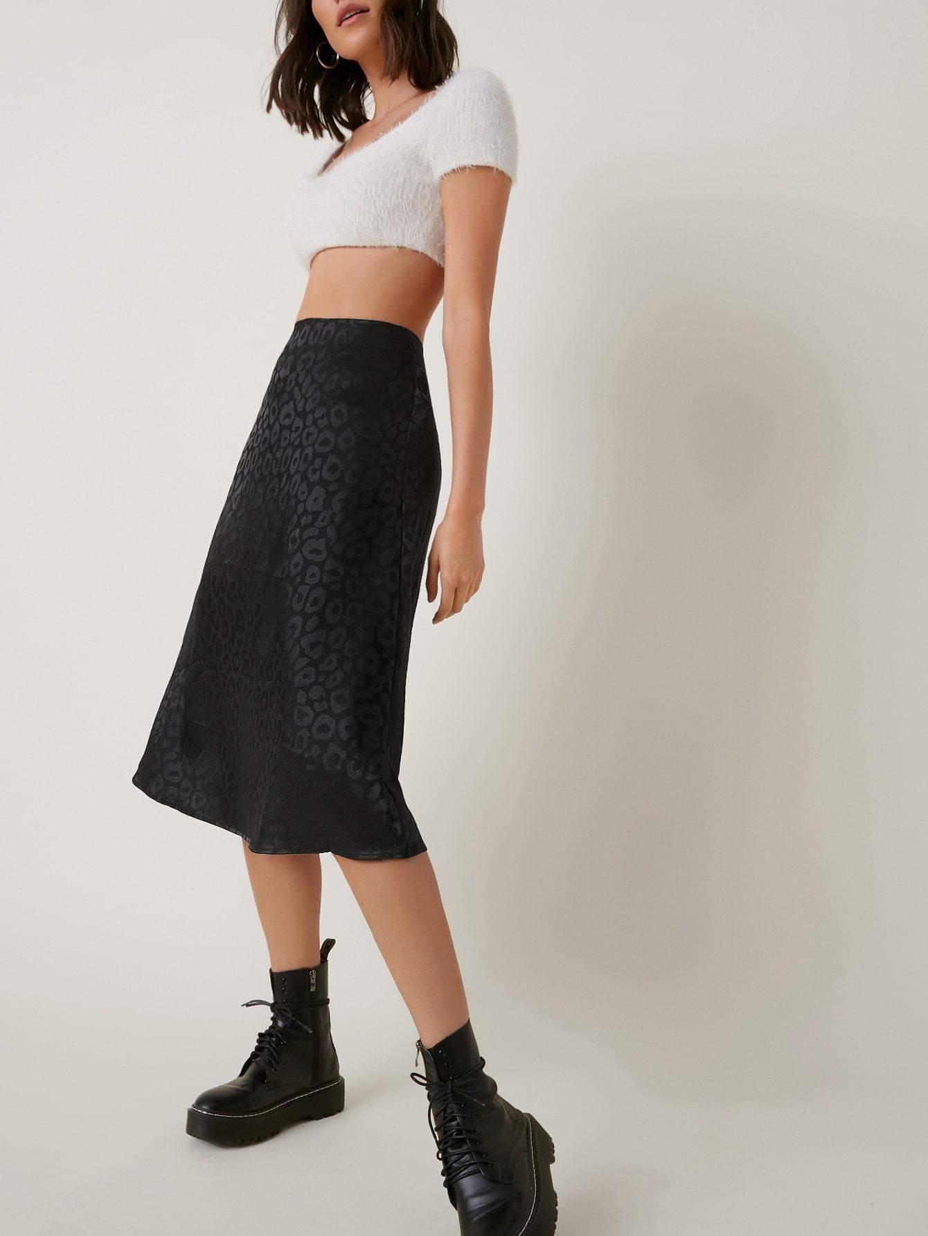 satynowa spódnica animal print