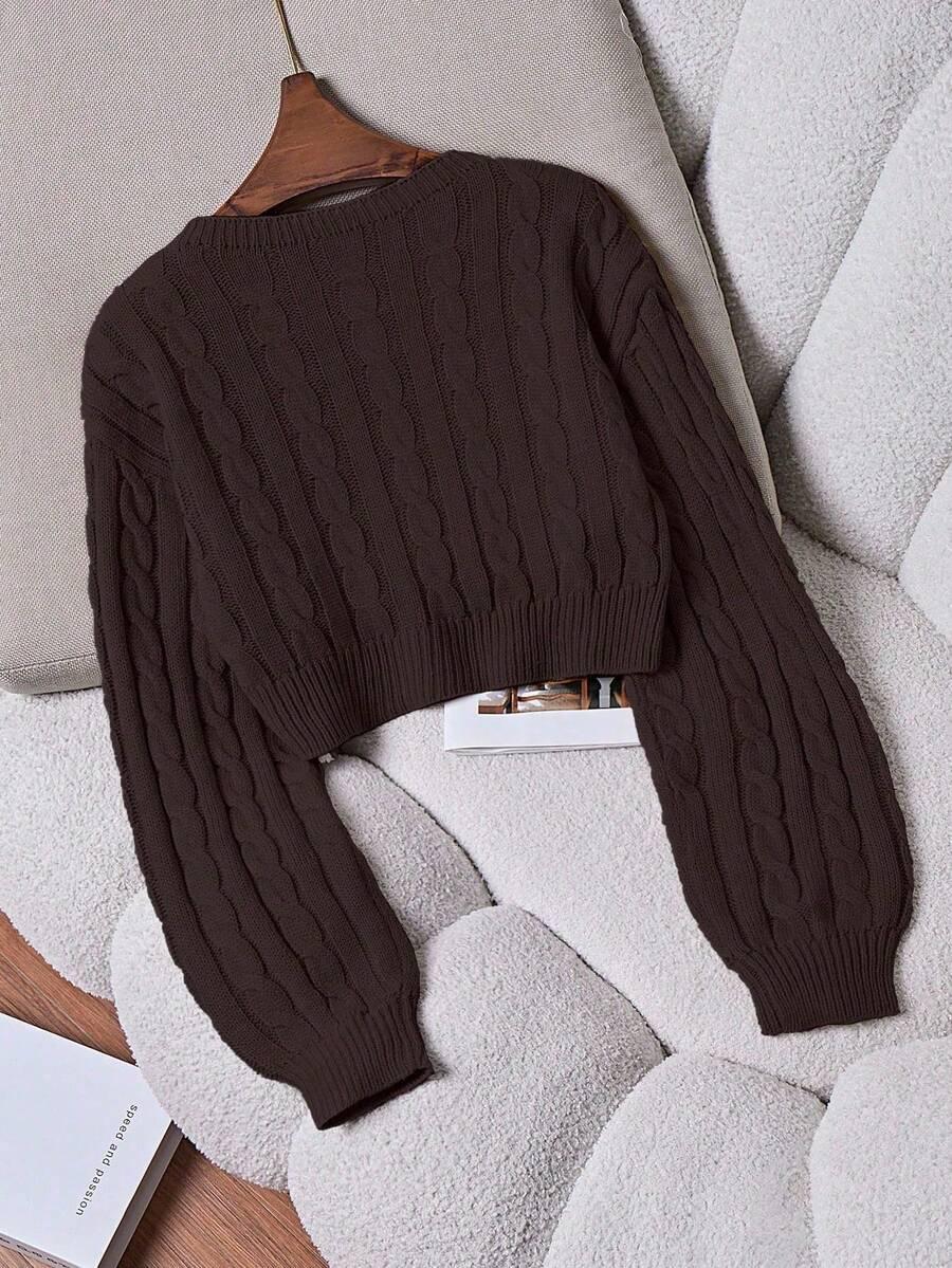 brązowy sweter długi rękaw