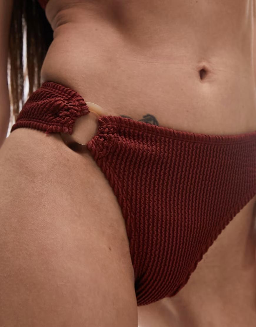 brązowy dół od bikini marszczenia