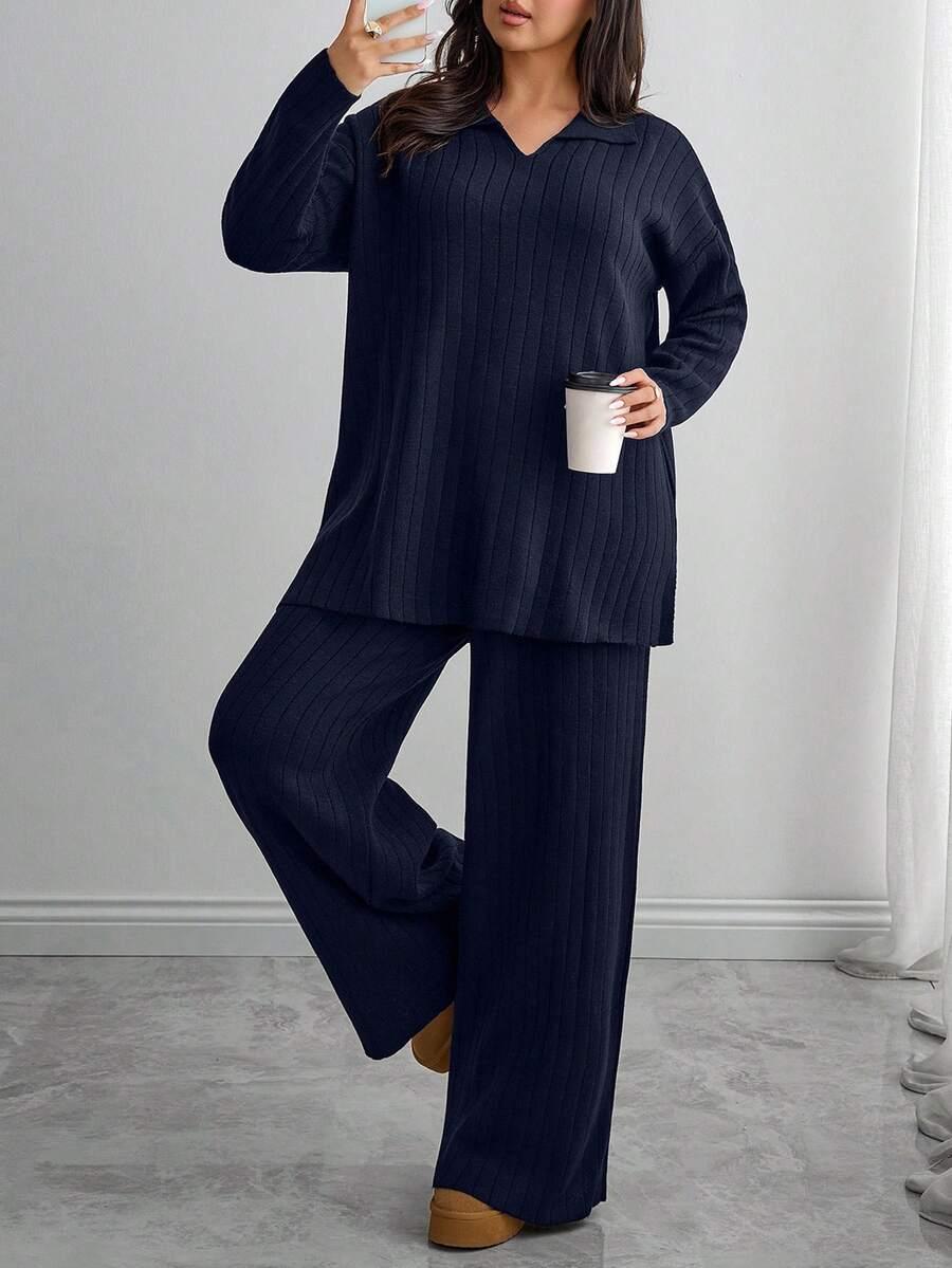 sweter spodnie dzianinowy komplet