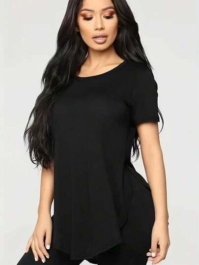 czarny t-shirt casual