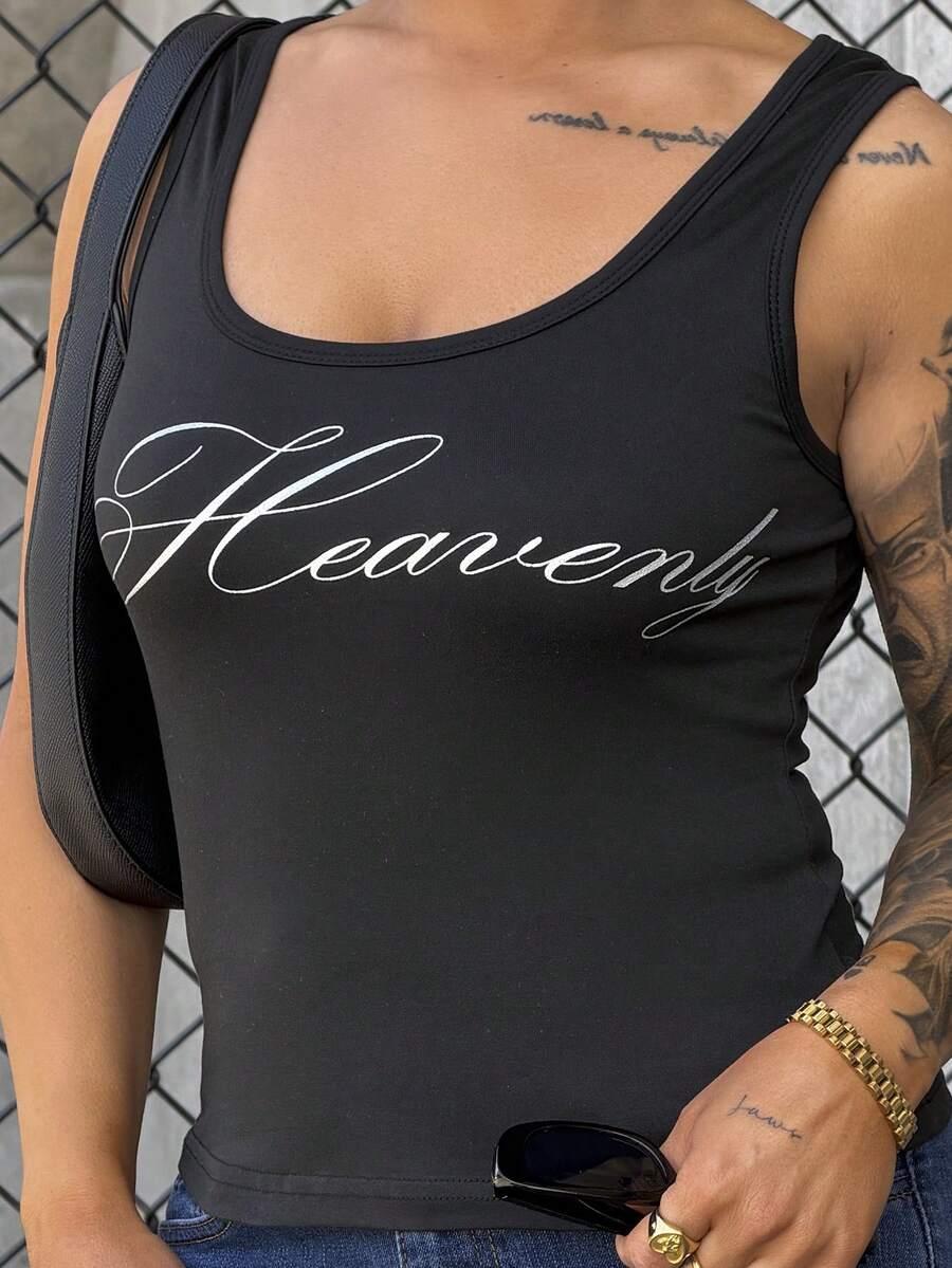 czarny top print