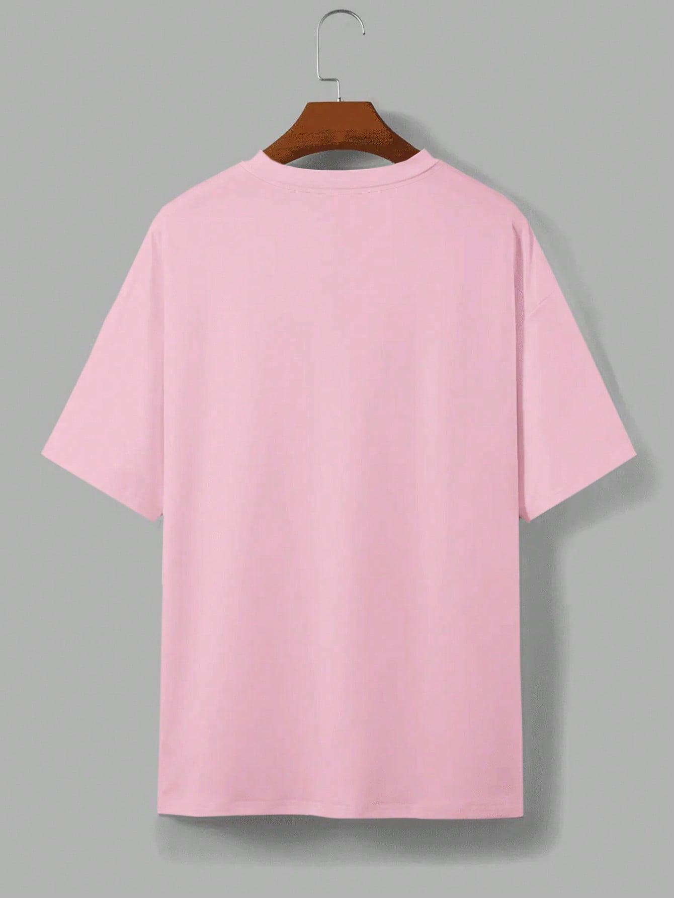 RÓŻOWY T-SHIRT NADRUK