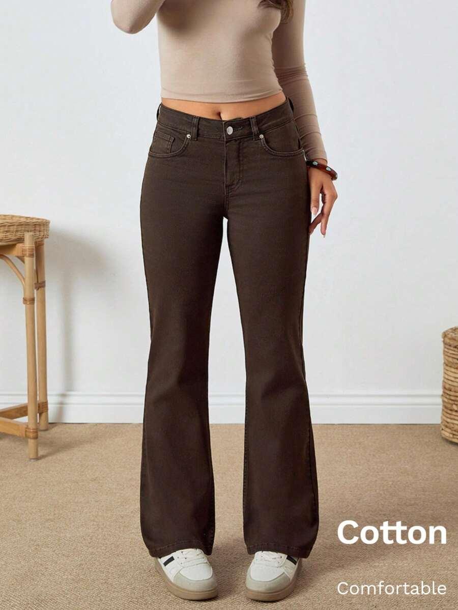 BRĄZOWE SPODNIE JEANS
