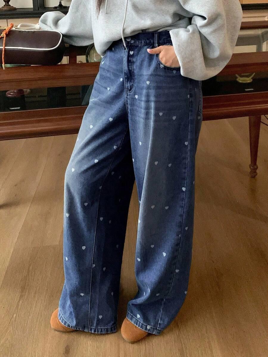 NIEBIESKIE SPODNIE JEANS PRINT