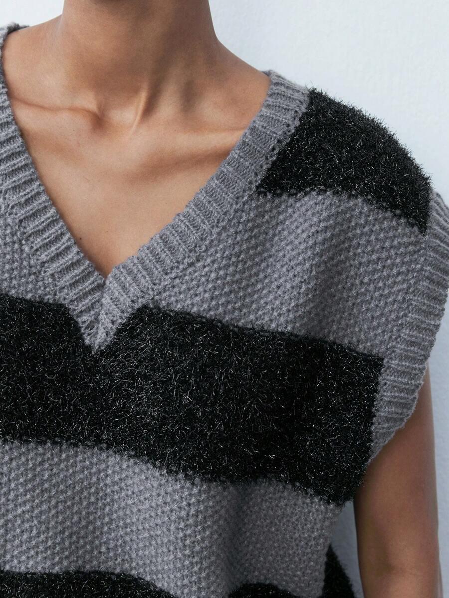 BEZRĘKAWNIK DZIANINOWY OVERSIZE W PASKI