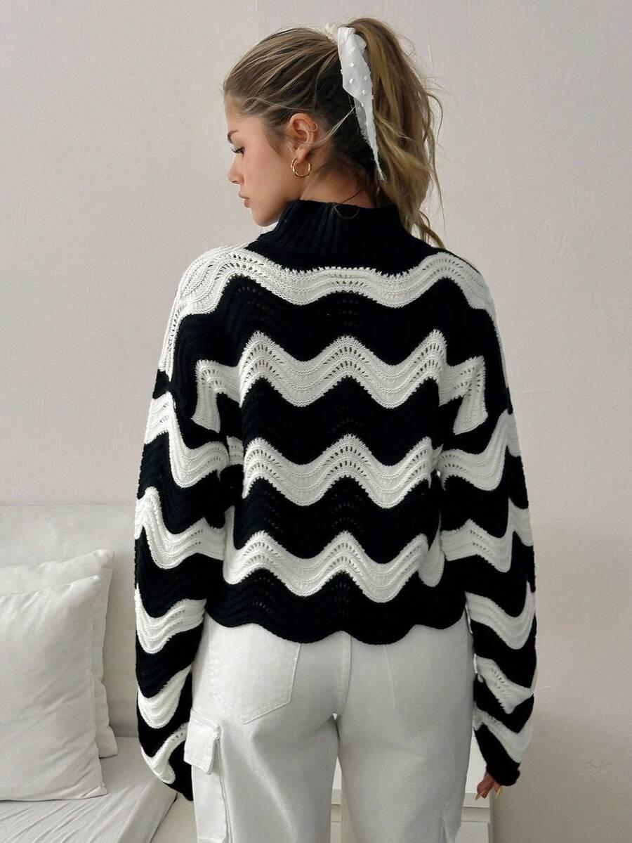 sweter półgolf kontrast