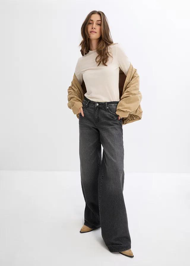 spodnie jeans szeroka nogawka