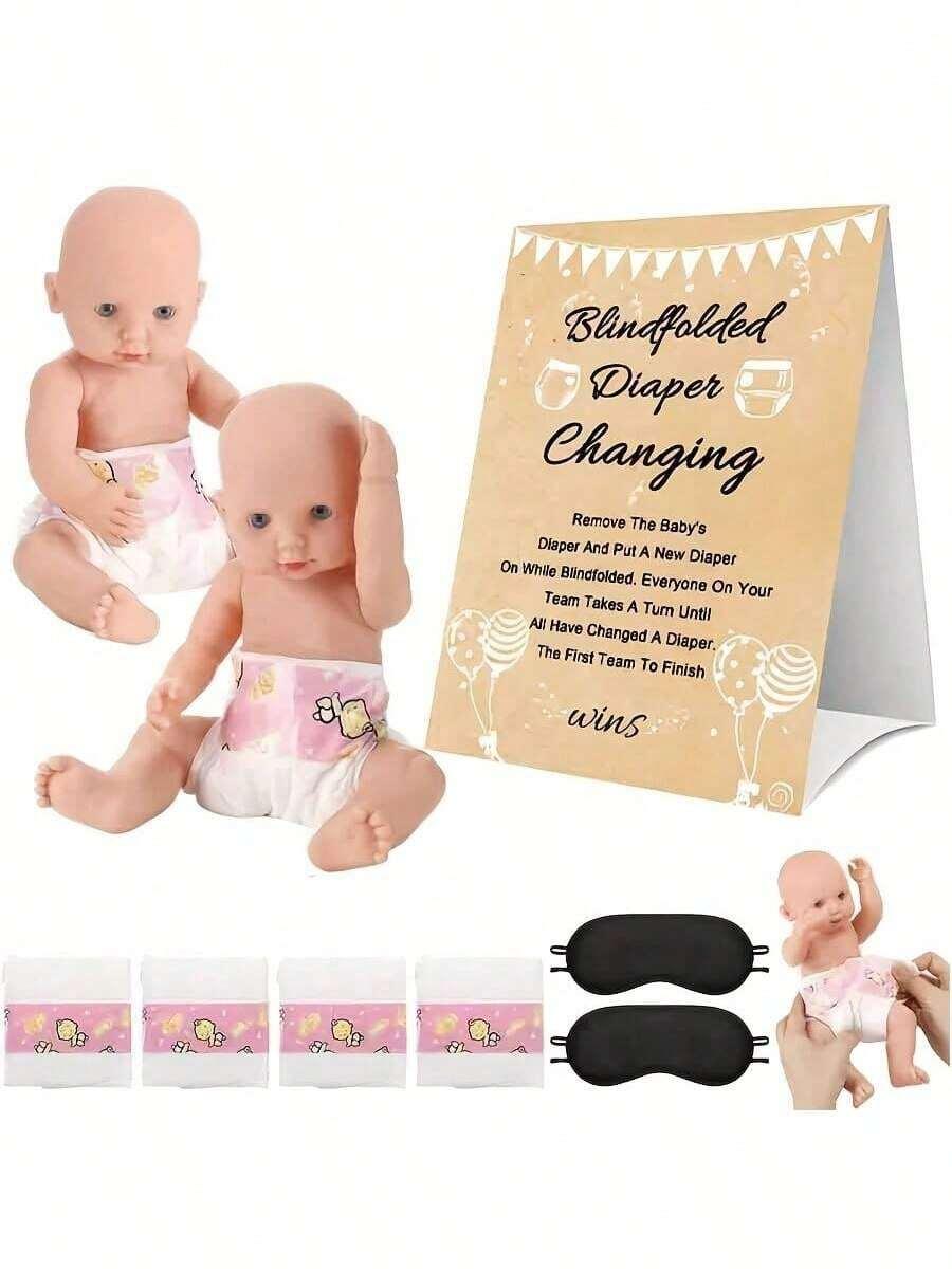 komplet lalka pampers opaska na oczy