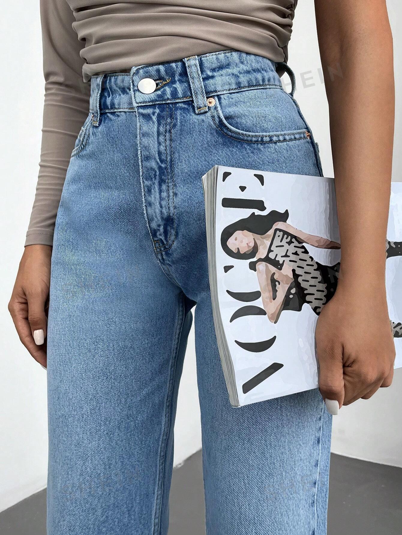 PROSTE SPODNIE JEANS KIESZENIE ZAMEK