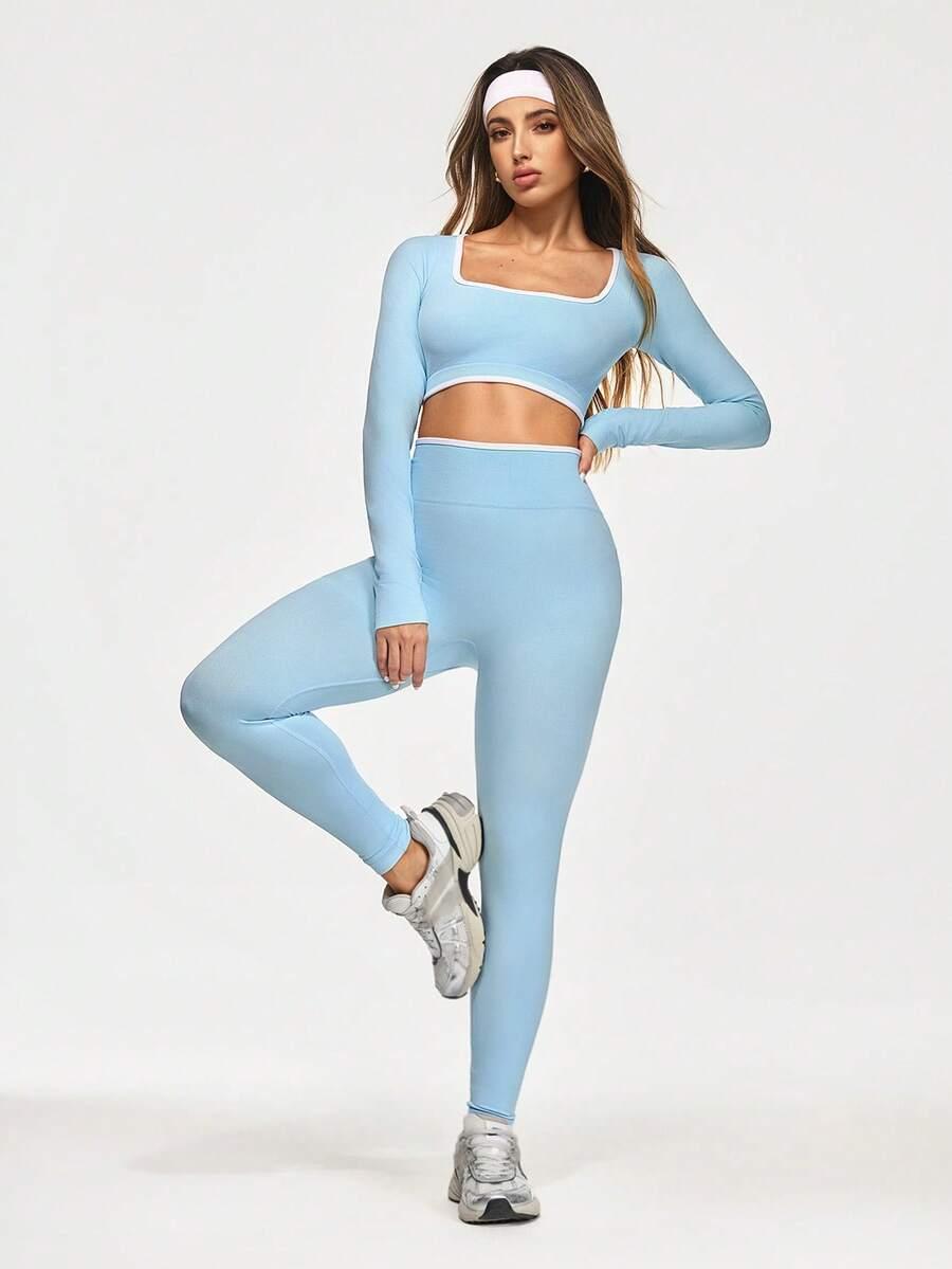 NIEBIESKIE LEGGINSY TOP ZESTAW