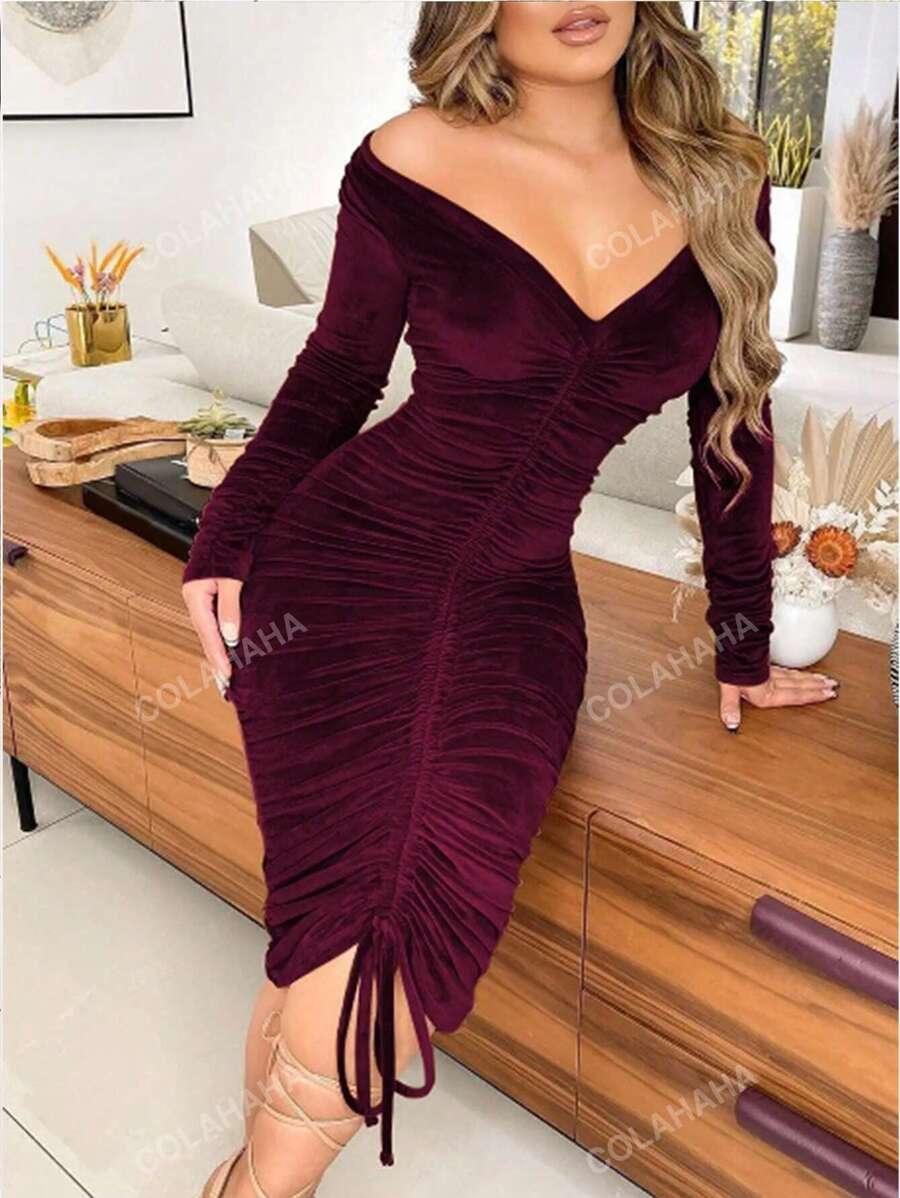 SUKIENKA V NECK MARSZCZENIA 
