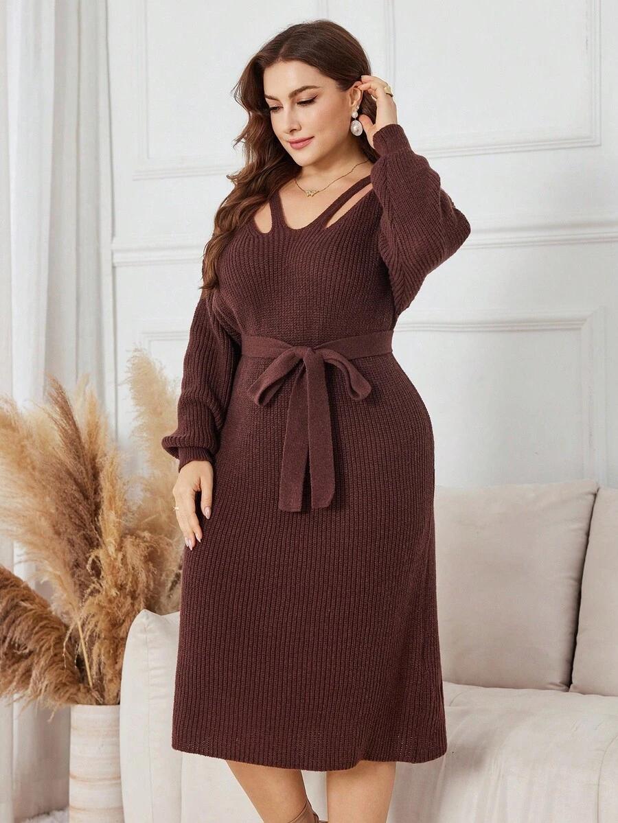 DZIANINOWA PLUS SIZE MIDI SUKIENKA