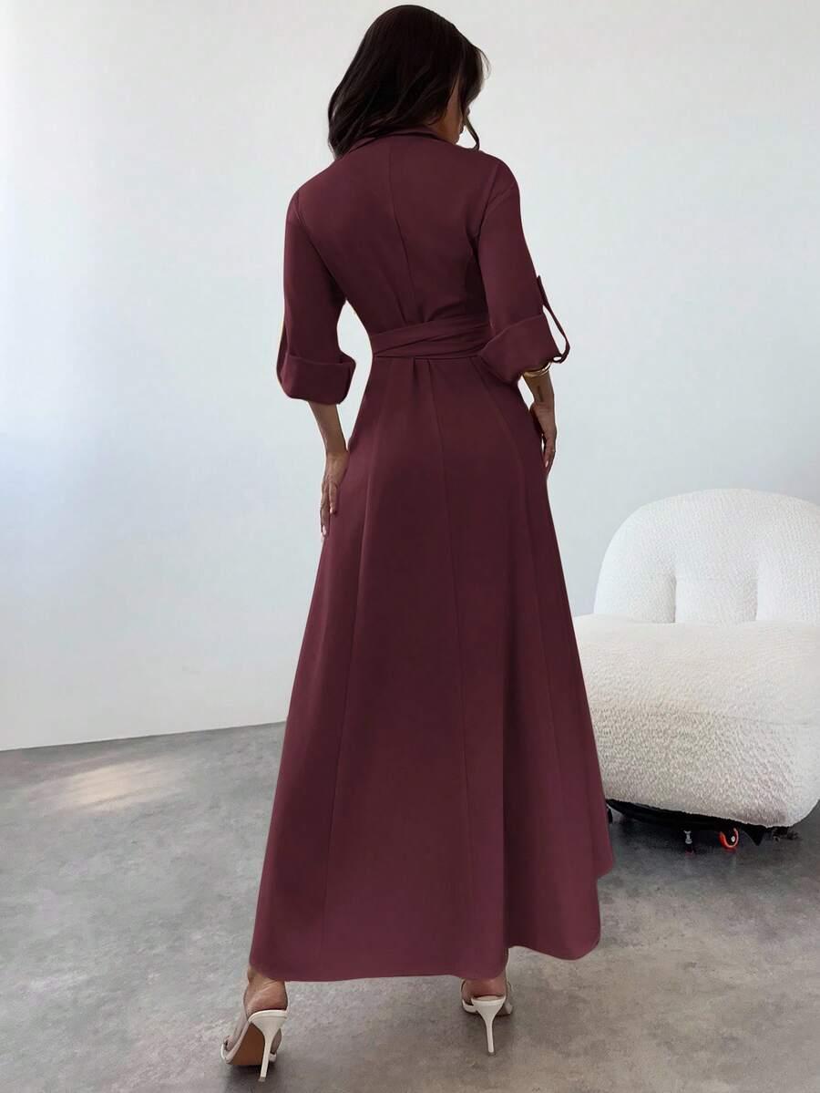 bordowa maxi sukienka