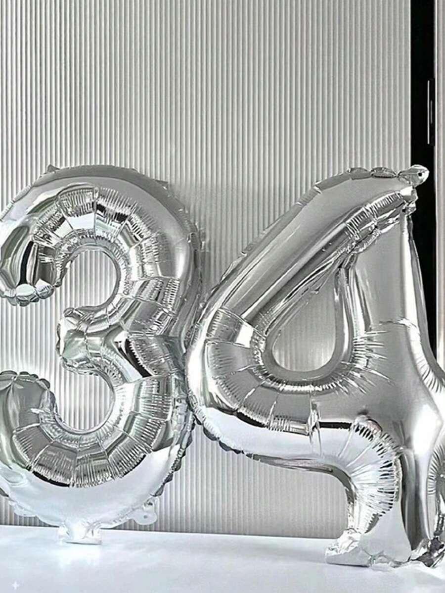 srebrny balon liczba 2