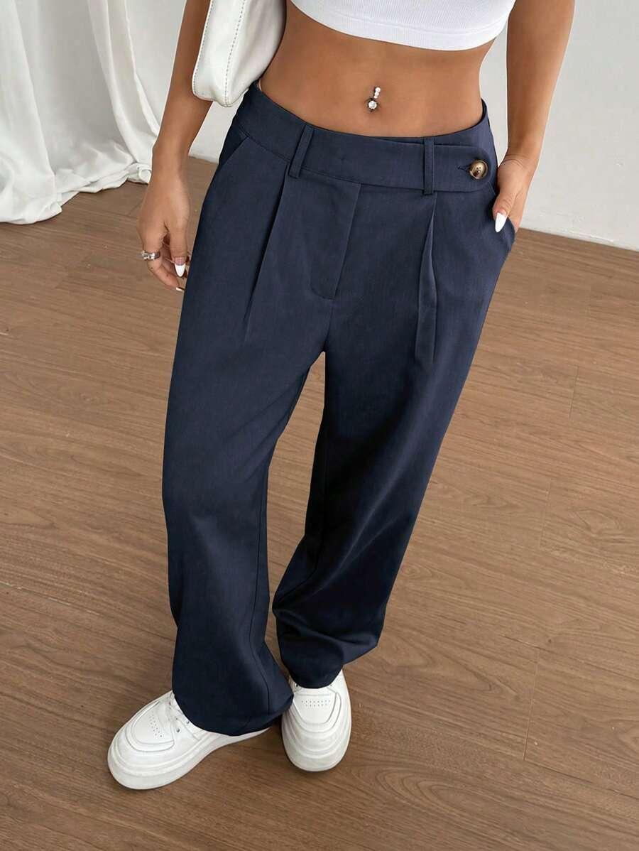 GRANATOWE SPODNIE CASUAL