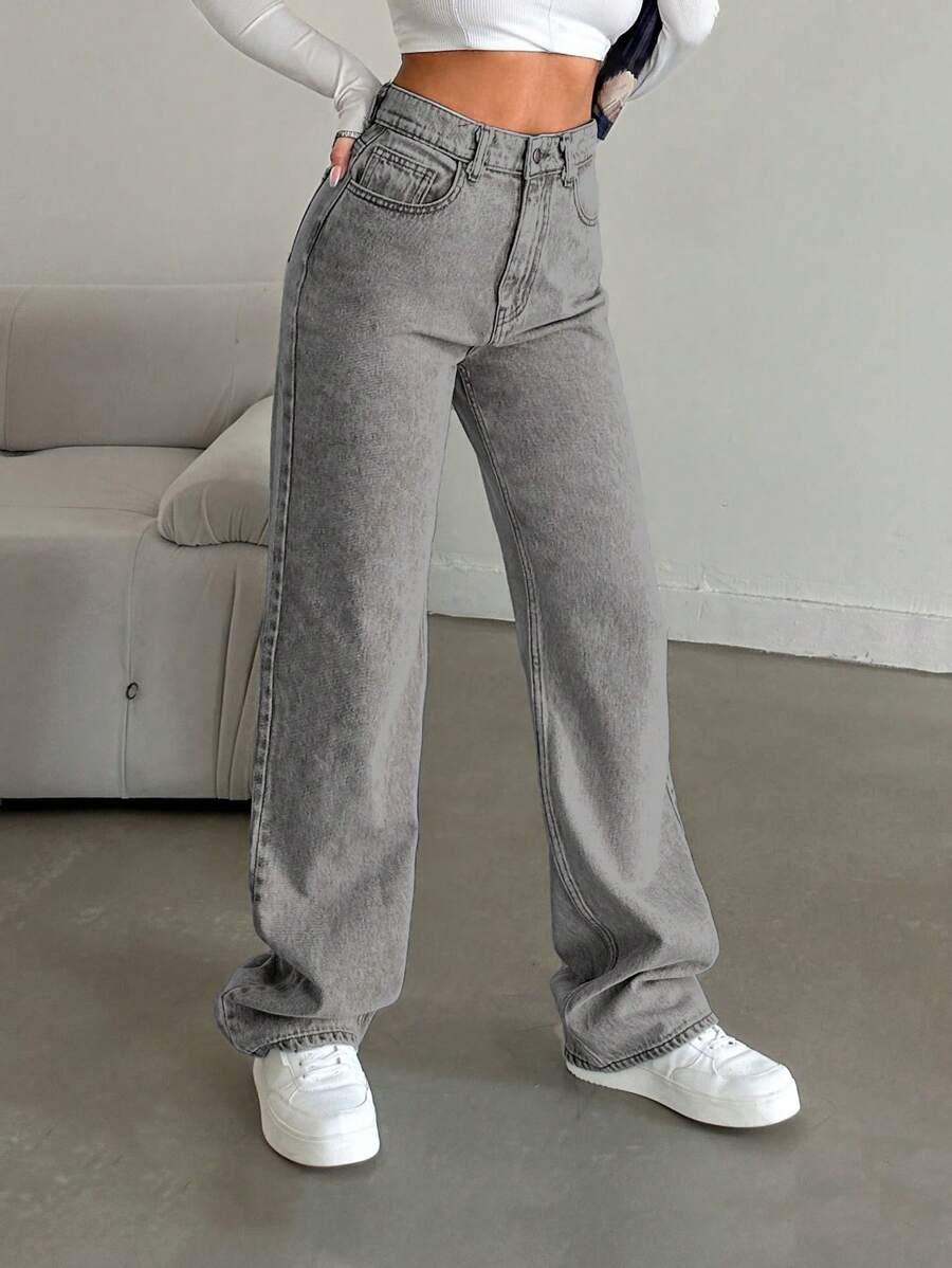 SZARE SPODNIE JEANS