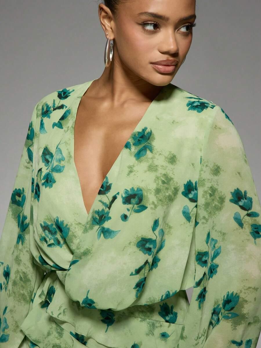ZIELONA MINI SUKIENKA V NECK