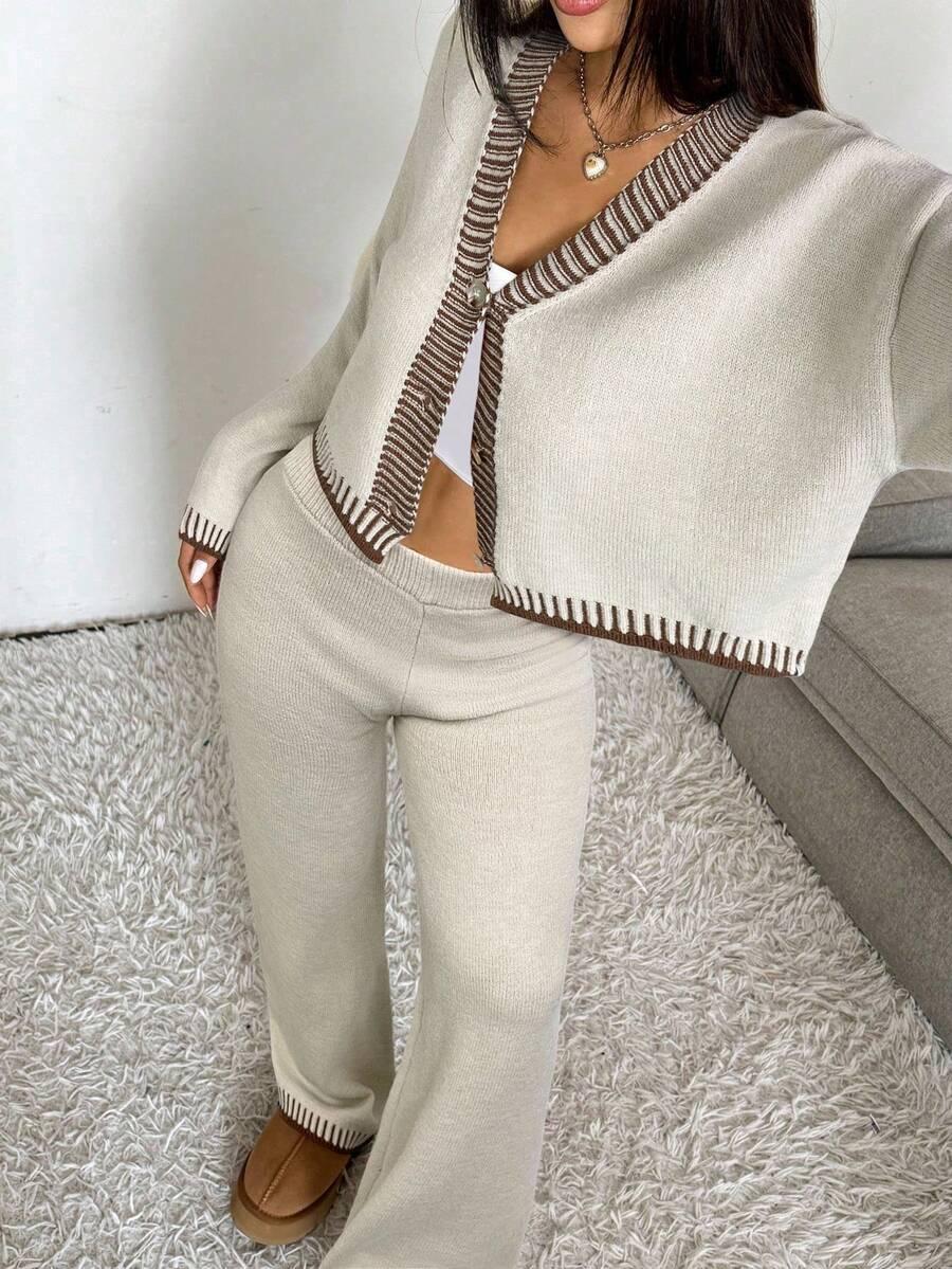 sweter rozpinany spodnie komplet