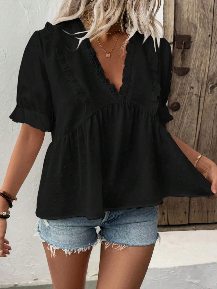 CZARNA BLUZKA V-NECK