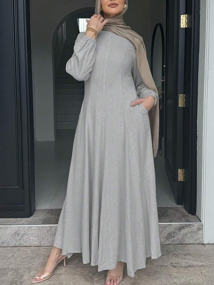 szara maxi sukienka