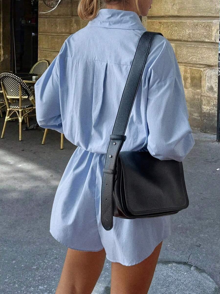 niebieski kombinezon casual