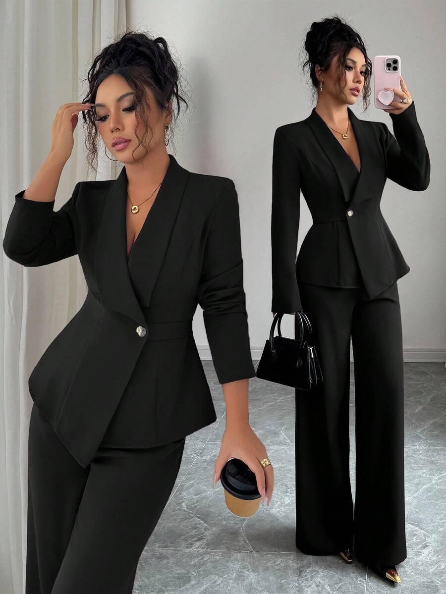 CZARNE ELEGANCKIE SPODNIE