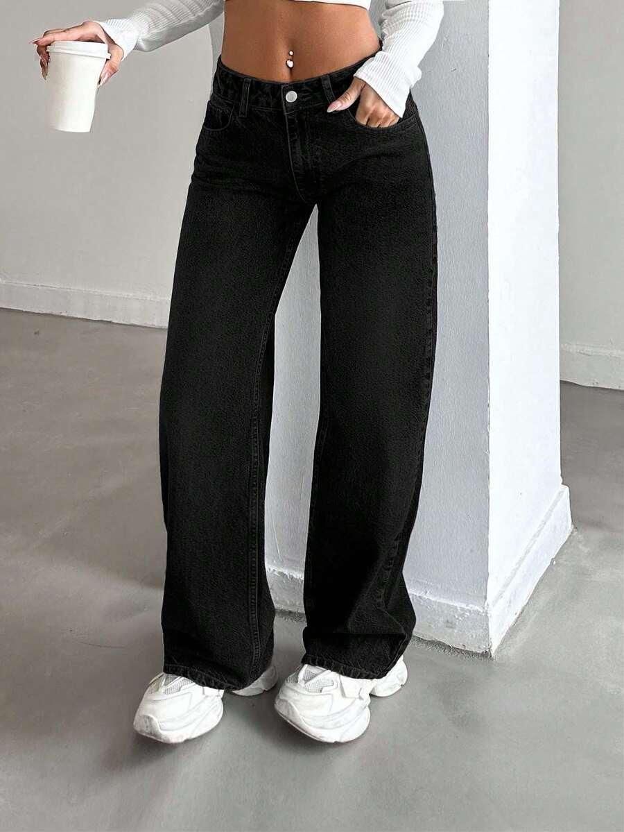 CZARNE SPODNIE JEANS