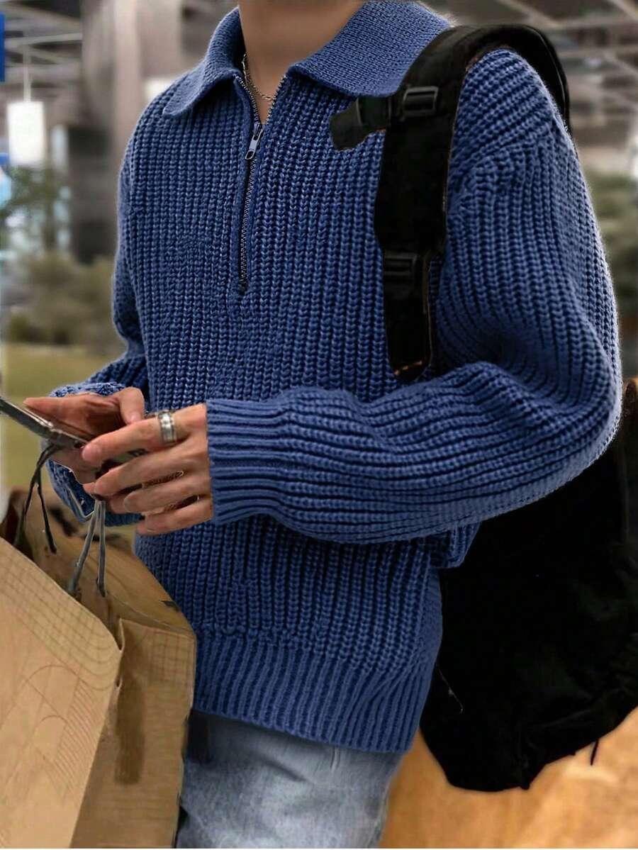 niebieski sweter casual
