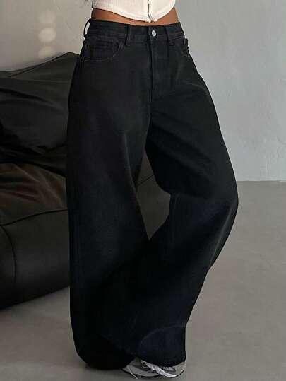 CZARNE SPODNIE JEANS