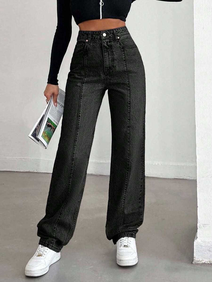 CZARNE SPODNIE JEANS