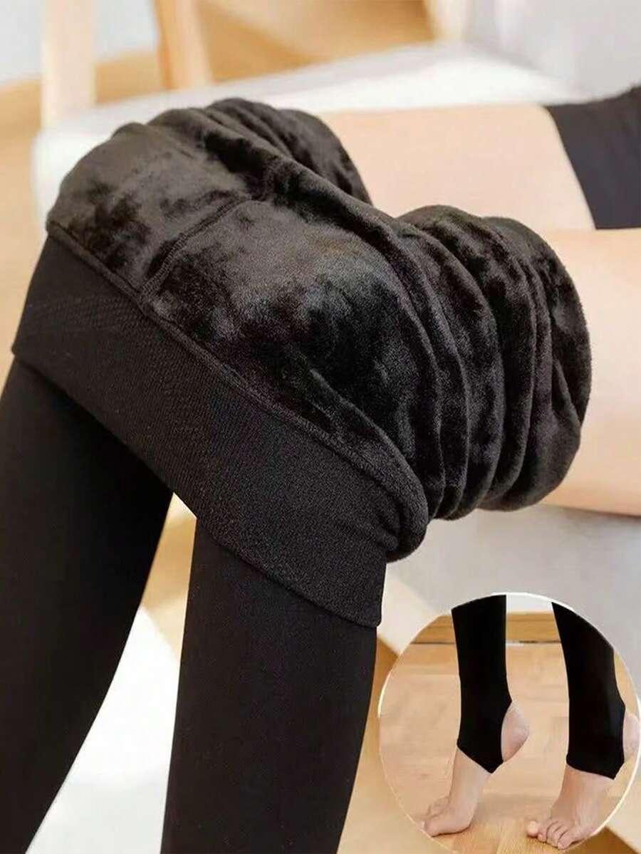 czarne ocieplane legginsy