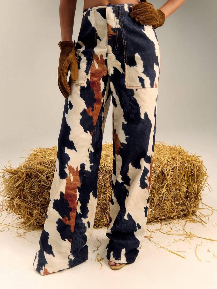 SPODNIE JEANS ANIMAL PRINT