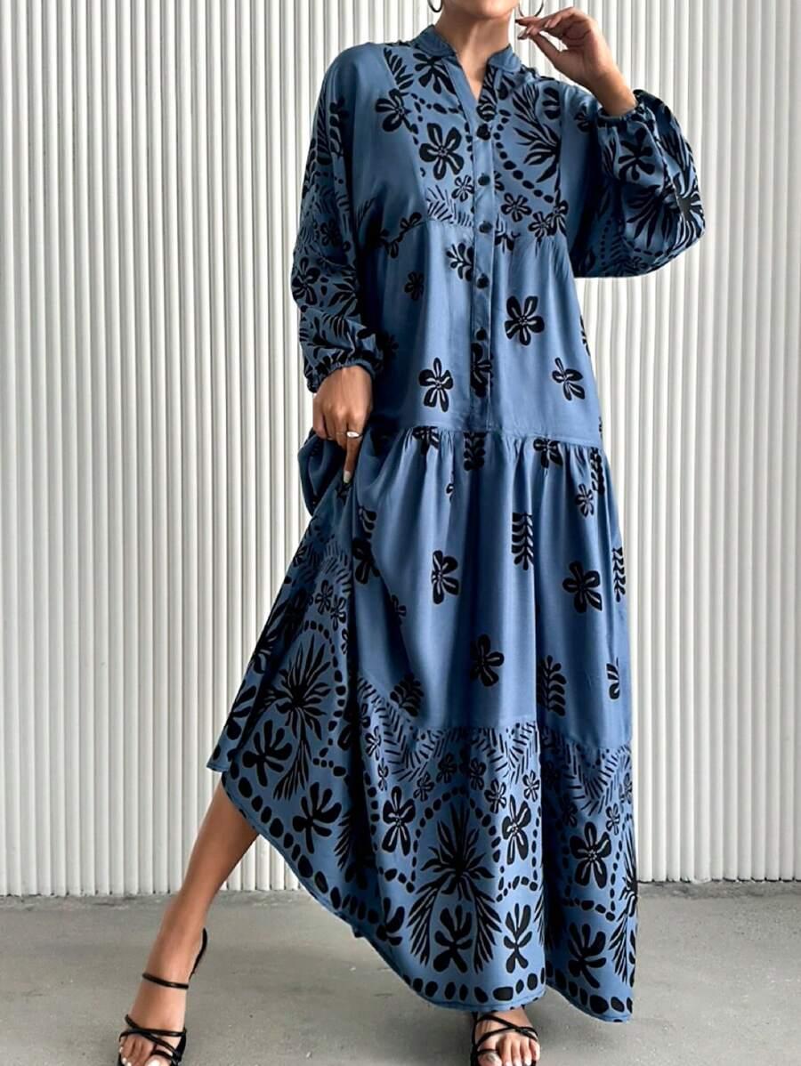 niebieska maxi sukienka