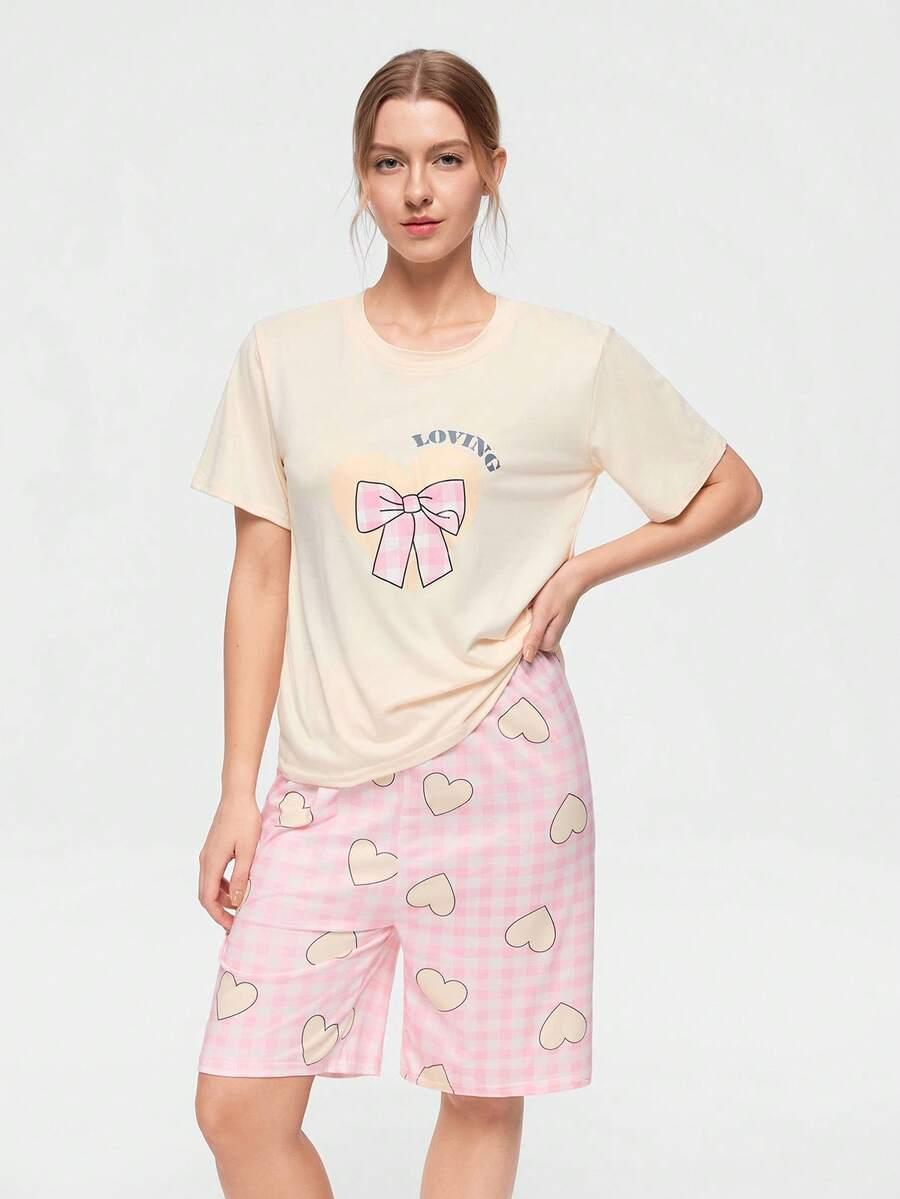 piżama komplet t-shirt spodenki nadruk