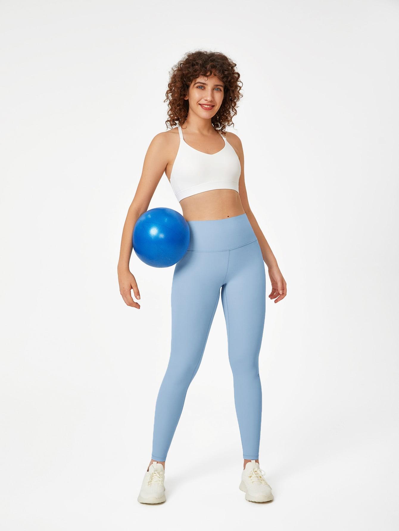 niebieskie sportowe legginsy