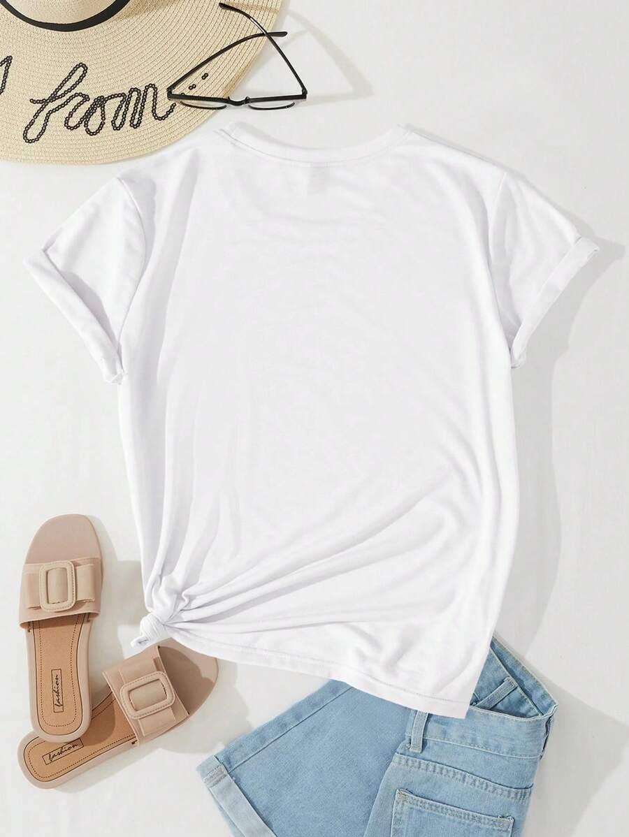 biały t-shirt nadruk