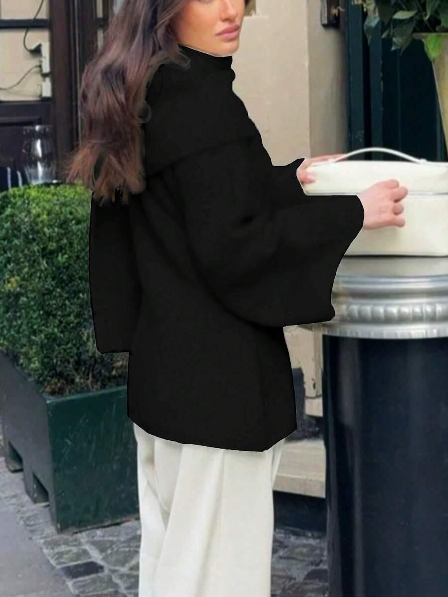 CZARNY DZIANINOWY SWETER