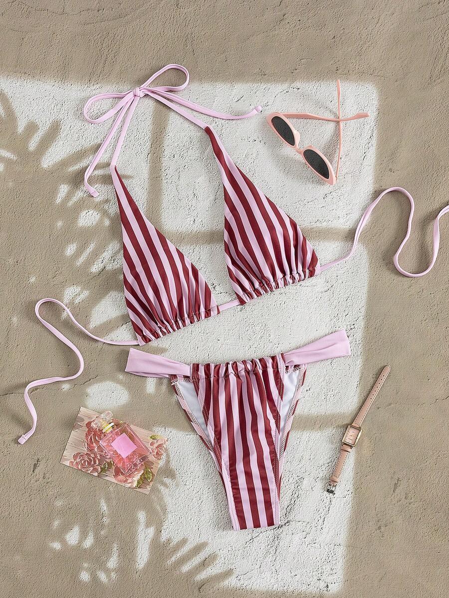 DWUCZĘŚCIOWY KOMPLET BIKINI W PASKI