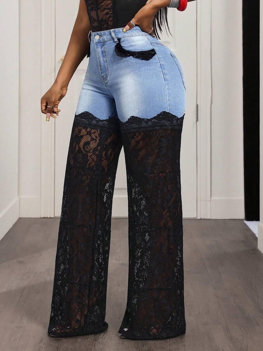 SPODNIE JEANS KORONKA