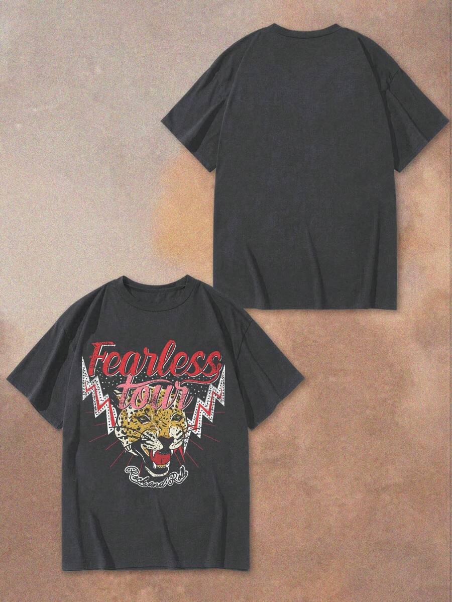 SZARY T-SHIRT nadruk