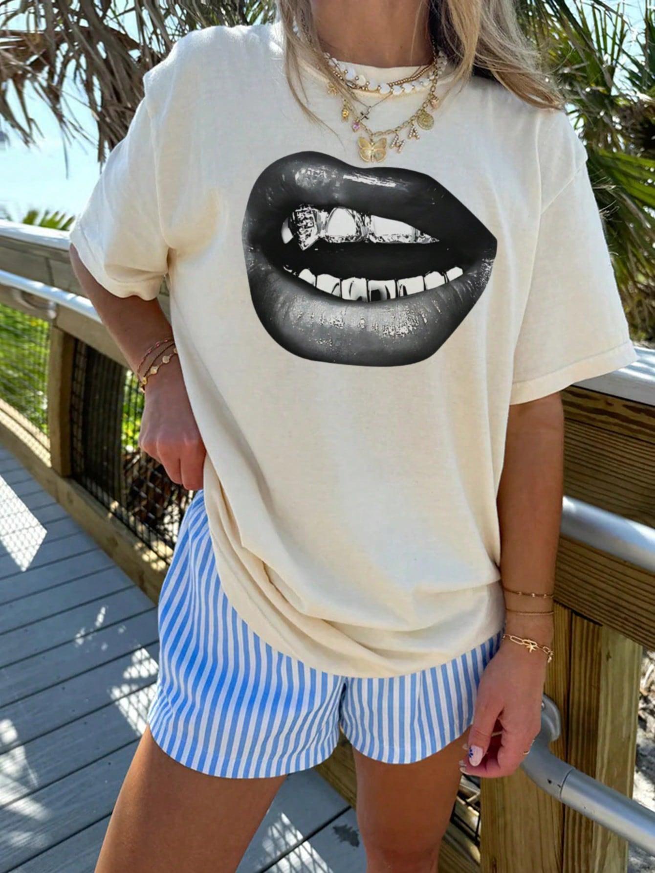 BIAŁY T-SHIRT PRINT