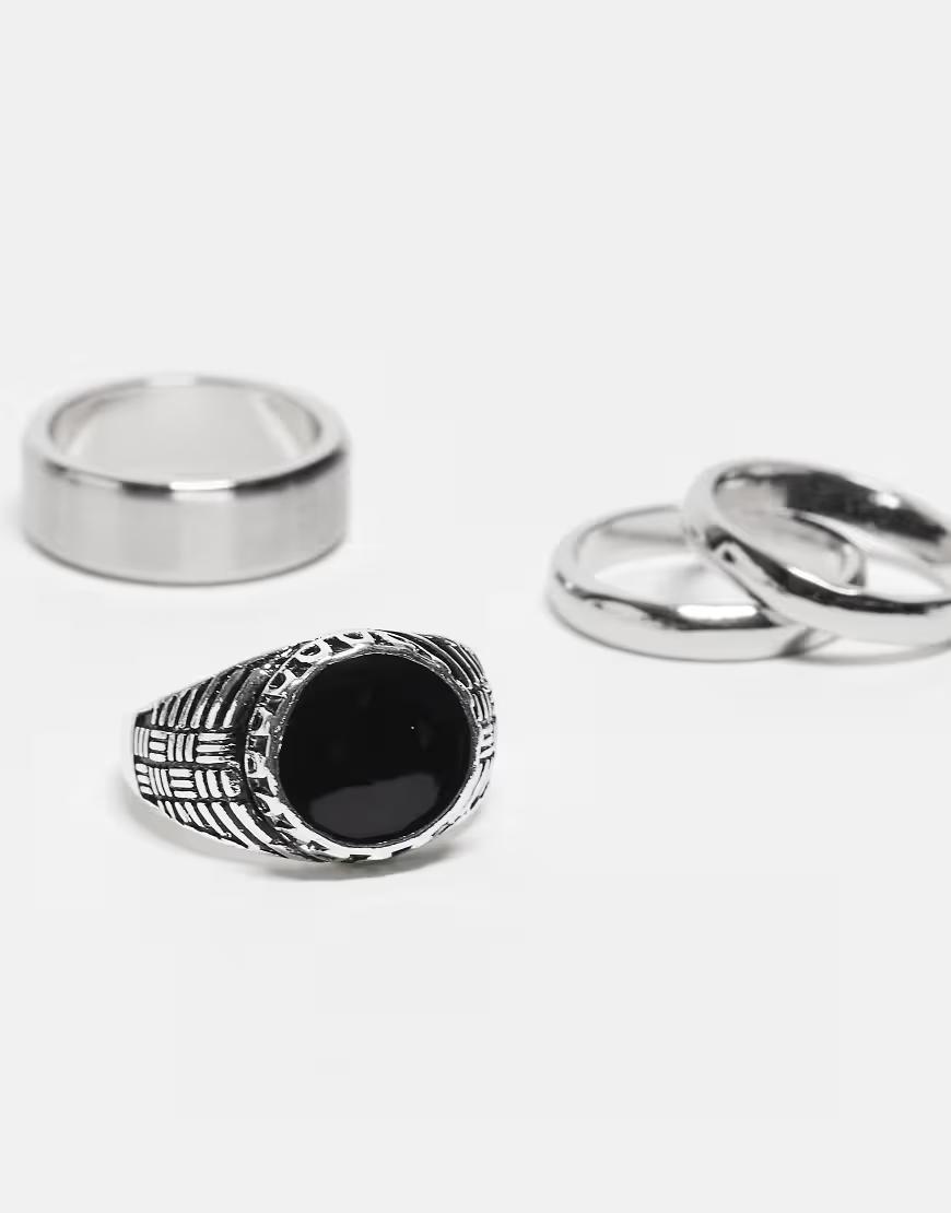 srebrne sygnety 4-pack