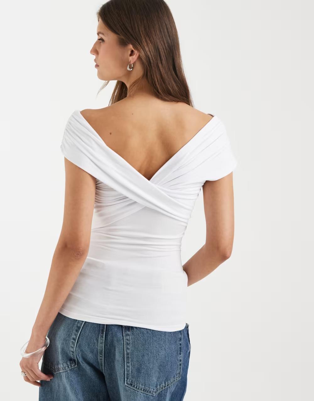 BIAŁY TOP V-NECK
