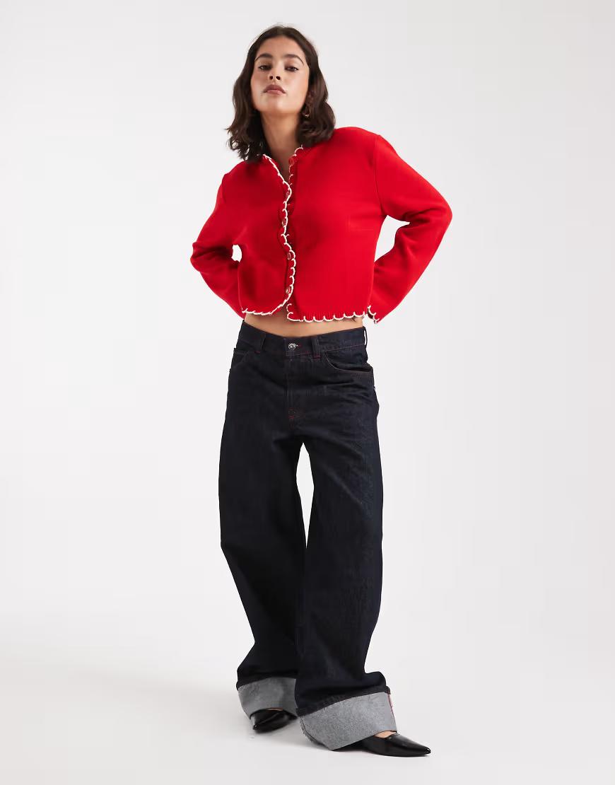 ROZPINANY SWETER KONTRAST 