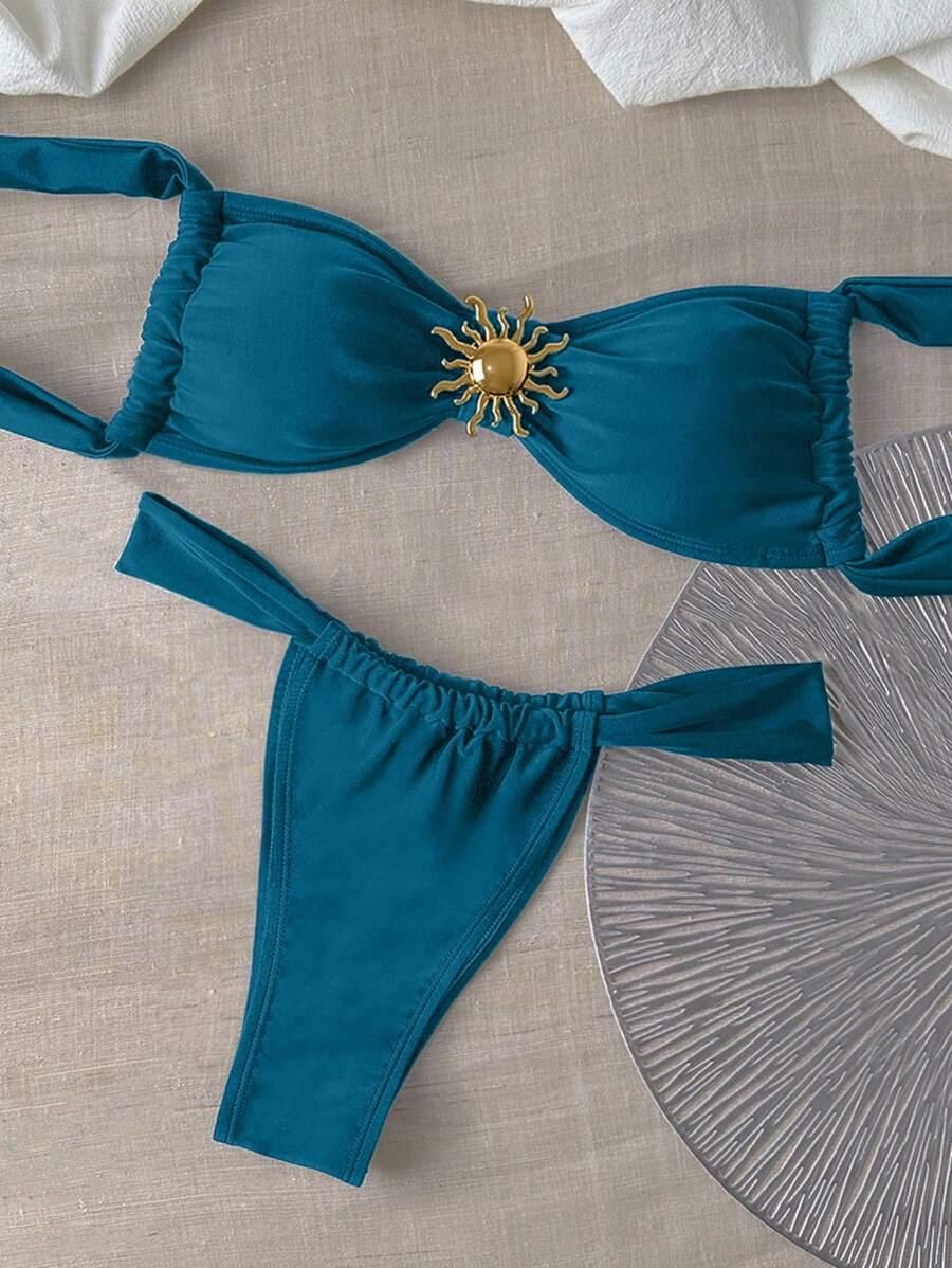 NIEBIESKA GÓRA OD BIKINI ZDOBIENIE