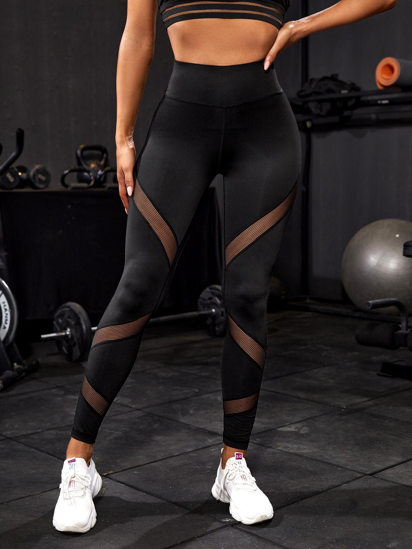 sportowe legginsy wstawki siateczka 