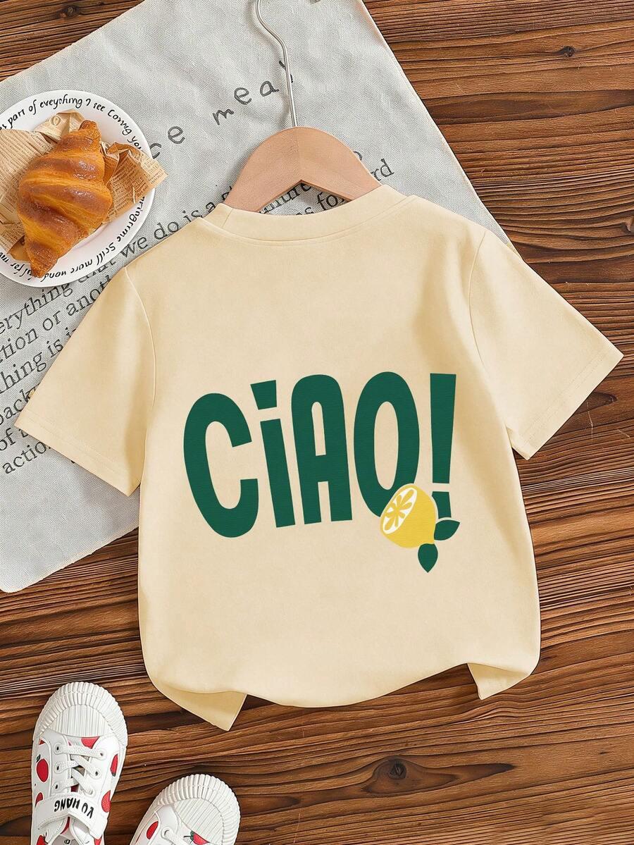 beżowy t-shirt nadruk