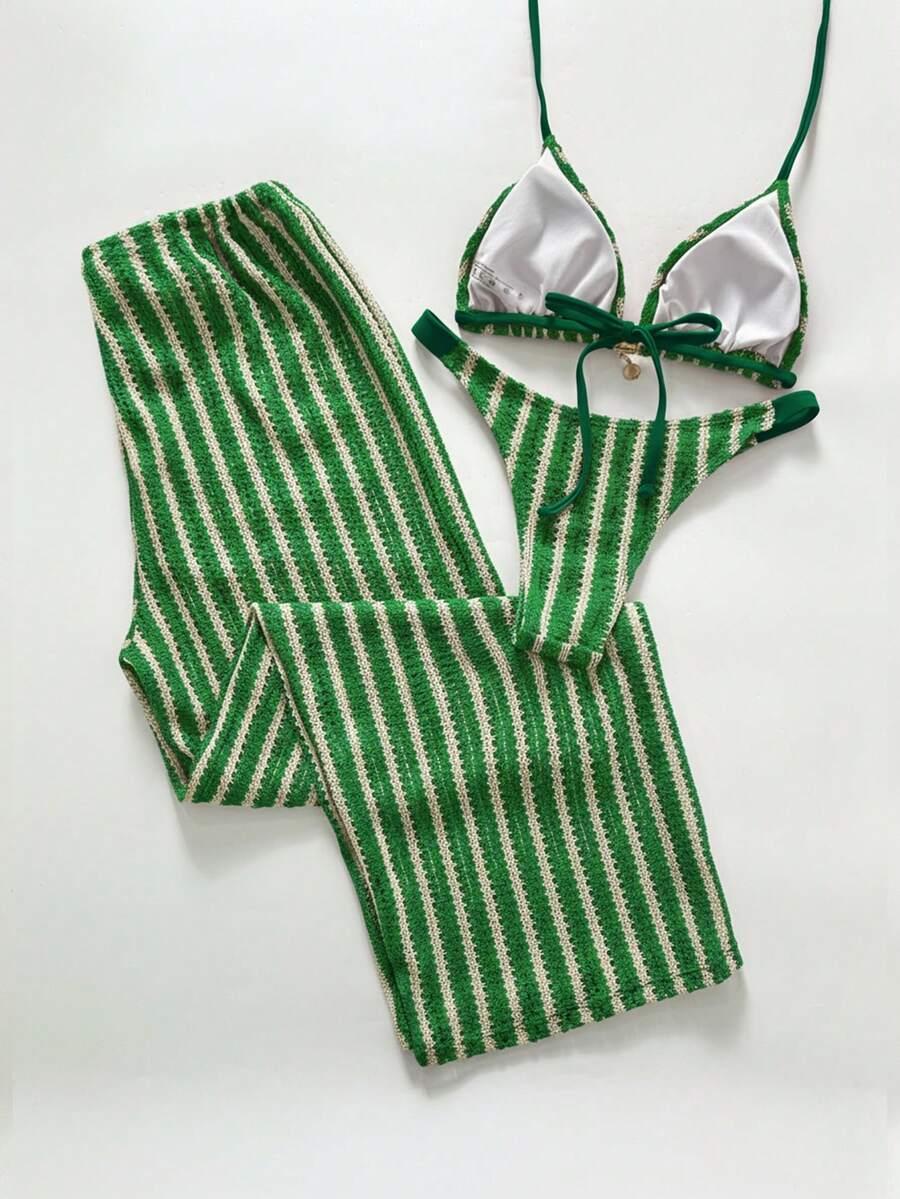 3-częściowy komplet plażowy bikini spodnie