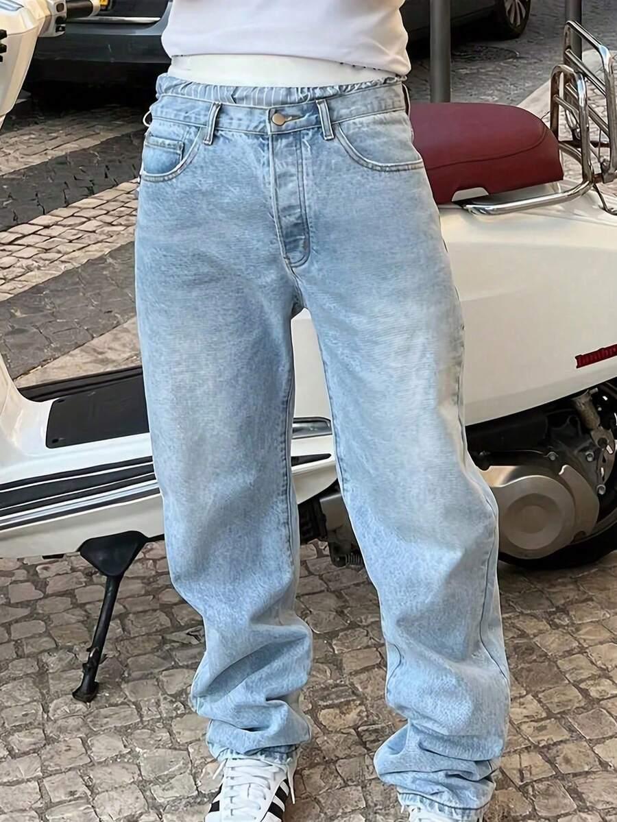 niebieskie spodnie jeans 